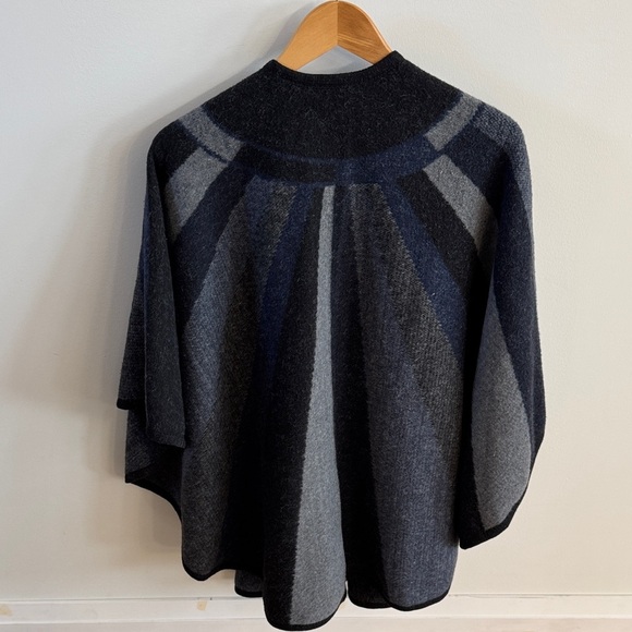Navy and Gray Open Front Poncho - O/S - Picture 3 of 3